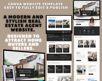Realtor Website Template: Editable Canva Real Estate Agent Website
