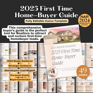 Real Estate 2025 First Time Home Buyer Guide Luxury Real Estate Agent Template Realtor Marketing Home Buyers Guide Realtor Lead Magnet