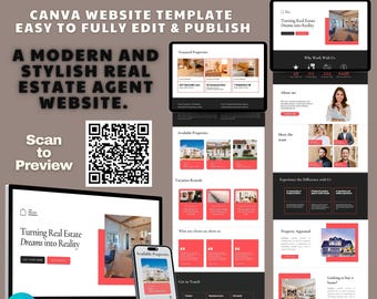 Modèle de site Web pour agent immobilier : site Web immobilier Canva modifiable