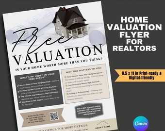 Folleto de valoración de vivienda para agentes inmobiliarios: Plantilla de marketing inmobiliario (Canva)