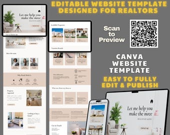 Modèle de site Web pour agent immobilier : site Web immobilier Canva modifiable