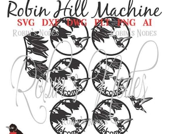 Hummingbird Welcome Bell flowers dxf svg files plasma cutting CNC laser metal art water jet milling router Instant Download mom garden stake