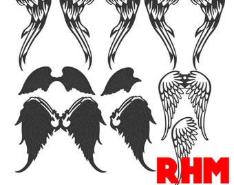 Angel Wings dxf svg files plasma cutting CNC laser metal art water jet milling router Instant Download Wing Celestial Dove Bird