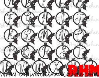 Ornament Monogram Christmas DXF SVG plt ai cdr dwg files plasma cutting CNC laser metal art water jet milling router holiday bulb tree holly