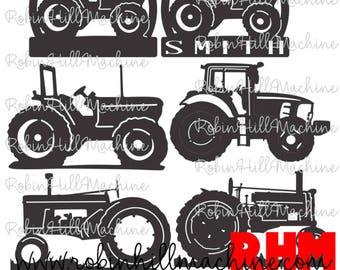 5 tractor files dxf svg files plasma cutting CNC laser metal art water jet milling router Instant Download name sign cut ready john deere
