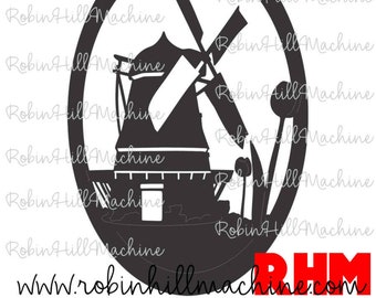 Dutch Windmill Tulips dxf svg files plasma cutting plt dwg CNC laser metal art water jet milling router Instant Download wallhanging