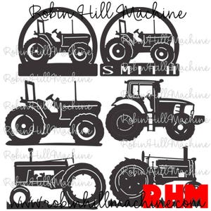 5 tractor files dxf svg files plasma cutting CNC laser metal art water jet milling router Instant Download name sign cut ready john deere
