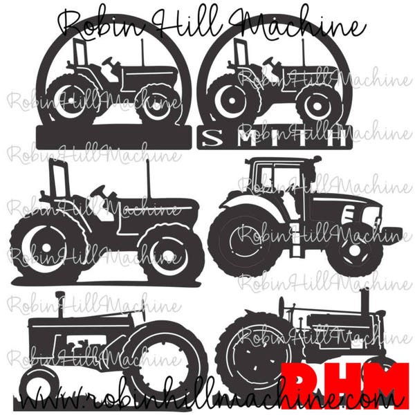 5 tractor files dxf svg files plasma cutting CNC laser metal art water jet milling router Instant Download name sign cut ready john deere