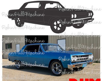 Chevy 1965 65 Chevelle Car file for CNC plasma ~ DXF SVG plt ai dwg ~ metal art water jet laser cars Chevrolet Vehicle Vintage Classic car