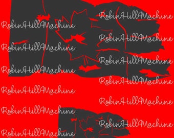 Tattered Canadian Flag dxf file svg files plasma cutting CNC laser metal art water jet milling router Instant Download