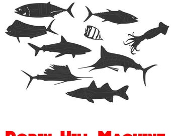 Ocean Fish Marine Life dxf svg files plasma cutting CNC laser metal art water jet milling router Instant Download Tuna Marlin Billfish Snook