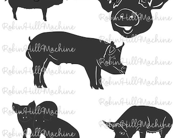 Pig collection DXF SVG files plasma cutting CNC laser metal art water jet milling router Instant Download farm