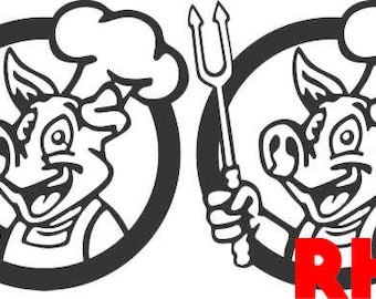 BBQ pig dxf svg files plasma cutting CNC laser metal art water jet milling router Instant Download