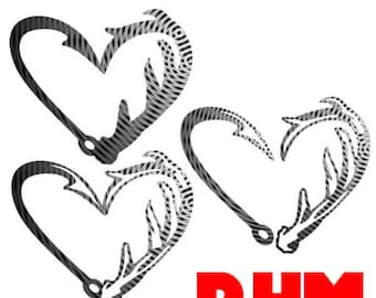 Horn Hook Heart DXF and SVG file for CNC plasma ~ Deer antler metal art water jet laser