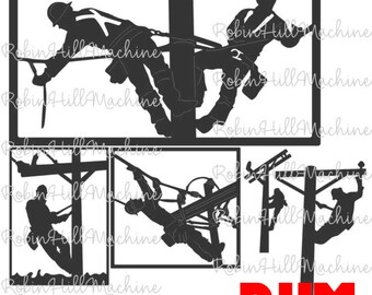 Lineman dxf svg files plasma cutting CNC laser metal art water jet milling router Instant Download 7 plasma files linemen electricty