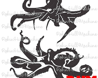 Octopus dxf svg files plasma cutting CNC laser metal art water jet milling router Instant Download ocean fish sea creature cut file pattern