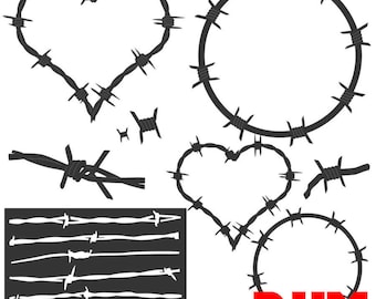 Barbed Wire Set dxf svg files plasma cutting CNC laser metal art water jet milling router Instant Download heart frame ready to cut