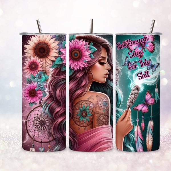 20 Unzen Tumbler wrap, Sublimationsdruck, png, Tattoo Girl, Sonnenblumen, Tattoo Girls, Einstellung, sarkastisch, lustig