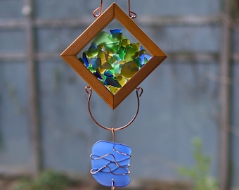 Beach Sea Glass Wind Chime - Kaleidoscope Vibrant Colors - Outdoor Decor