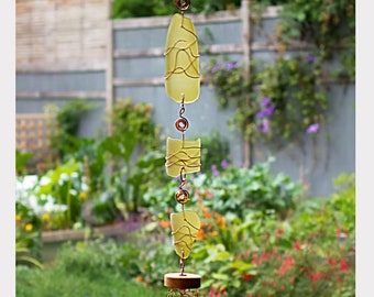 Wind Chime Sea Beach Glass Handcrafted Copper Chimes - Soothing Sound - Free Engraving