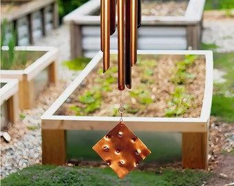 Wind Chime 7 Large Outdoor Copper Chimes Handcrafted - Soothing Sound - Anniversary Gift - House Warming Present