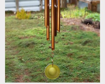 Handcrafted Copper Wind Chime - Sea Glass Windsail - Calming Sound - All Season Outdoor