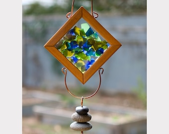 Sea Beach Glass Wind Chime - Colorful Kaleidoscope - Calming Sound - Outdoor