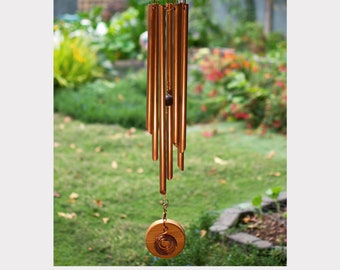 Relaxing Outdoor Copper Wind Chime - All Season Garden Decor with 7 Chimes - Durable - Beautiful, Soothing Sound