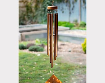 Large Copper Wind Chime with Custom Engraving - Outdoor Soothing Chimes