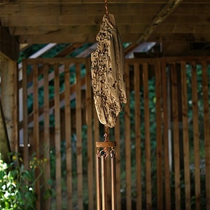 Wind Chime Driftwood with Large Copper Chimes windchimes wind chimes