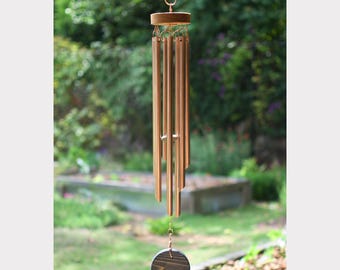 Copper Wind Chime - West Coast Storm Windsail - Peaceful Sound - (7 Chimes - Most Popular)