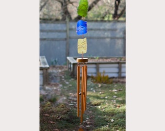 Large Copper Outdoor Sea Beach Glass Handcrafted Wind Chime with Soothing Sound Free Engraving