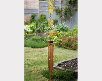 Wind Chime Sea Beach Glass Handcrafted Copper Chimes - Soothing Sound - Free Engraving