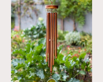 Outdoor Wind Chime 7 Copper Chimes Glass Windsail Anniversary