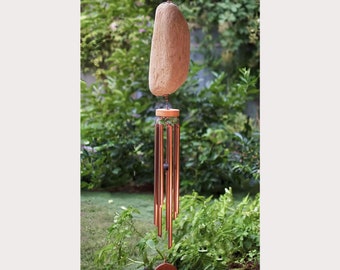 Wind Chimes Natural Driftwood  7 Large Copper Chimes Outdoor Year Round