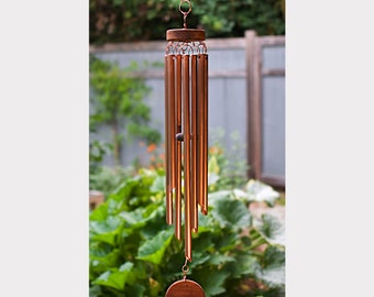 Wedding Anniversary Gift,  Large Outdoor Copper Wind Chime - Personalized Free Engraving