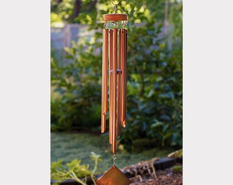 Carillon éolien commémoratif en cuivre - Cadeau de sympathie pour un souvenir en plein air - Son apaisant de réconfort