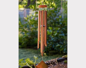 Outdoor Large Wind Chime - Seven Real Copper Chimes - Gentle Calming Sound - All Season