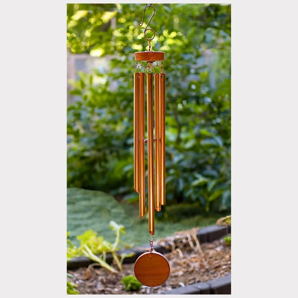 Handcrafted Large Copper Wind Chime with Soothing Tones - Personalized Engraving Included