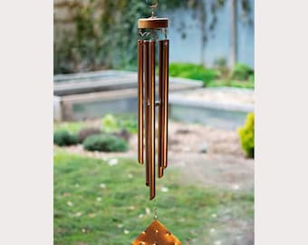 Large Copper Wind Chime with Custom Engraving - Outdoor Soothing Chimes