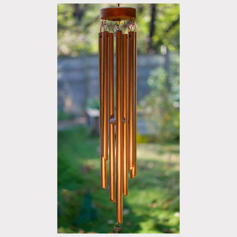 detail, seven copper handcrafted chimes