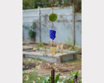 Wind Chime Stained Glass Copper Outdoor Suncatcher Windchime