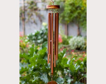 Wind Chime Outdoor Glass Windsail 7 Copper Chimes