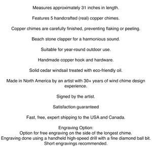 graphic describing copper wind chimes.