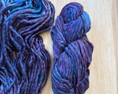 Malabrigo Rasta Whales Road Merino wool super bulky yarn, blue and purple wool yarn