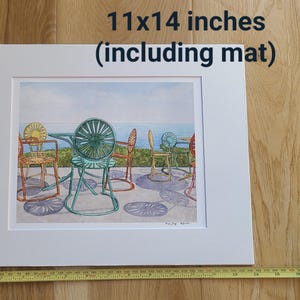 Memorial Union terrace chairs watercolor painting, 11x14 watercolor, terrace Union University Wisconsin Madison, UW Madison graduation gift