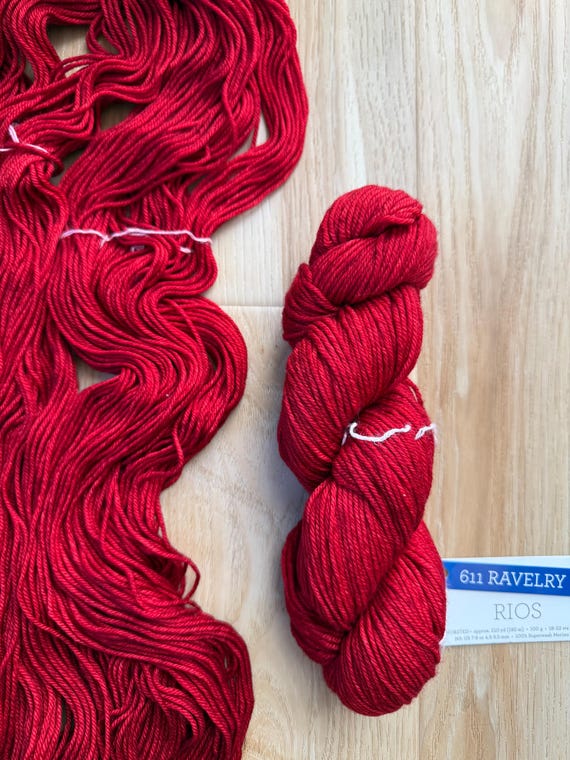 Malabrigo Rios Red Yarn – Worsted Weight Superwash Merino Wool, Hand Dyed Soft Yarn, 4 Ply Knitting Yarn, Crochet Yarn, Luxury Wool Skein