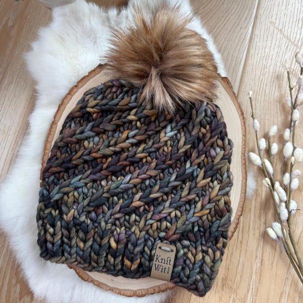 Natural Merino Wool hat wool beanie, Merino Wool chunky hat neutral color