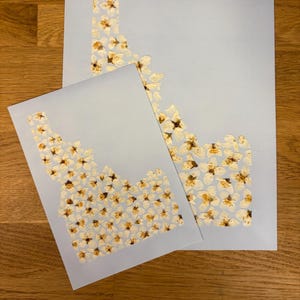 May include: Two light blue prints of the state of Idaho, each filled with white and brown floral patterns. The prints are on a wooden surface. The larger print is approximately 11 x 14 inches, and the smaller print is approximately 8 x 10 inches.