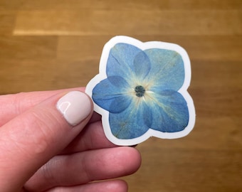 Hydrangea flower stickers, floral vinyl sticker - laptop- water bottle blue hydrangea sticker- single sticker - choose one
